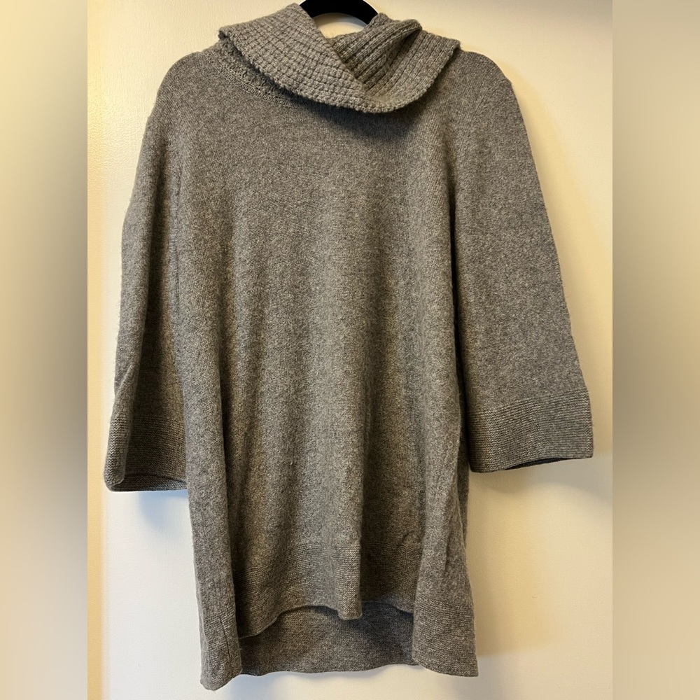 Nordstrom Woman’s Cowl Neck Tunic Cashmere Gray Sweater Size XL